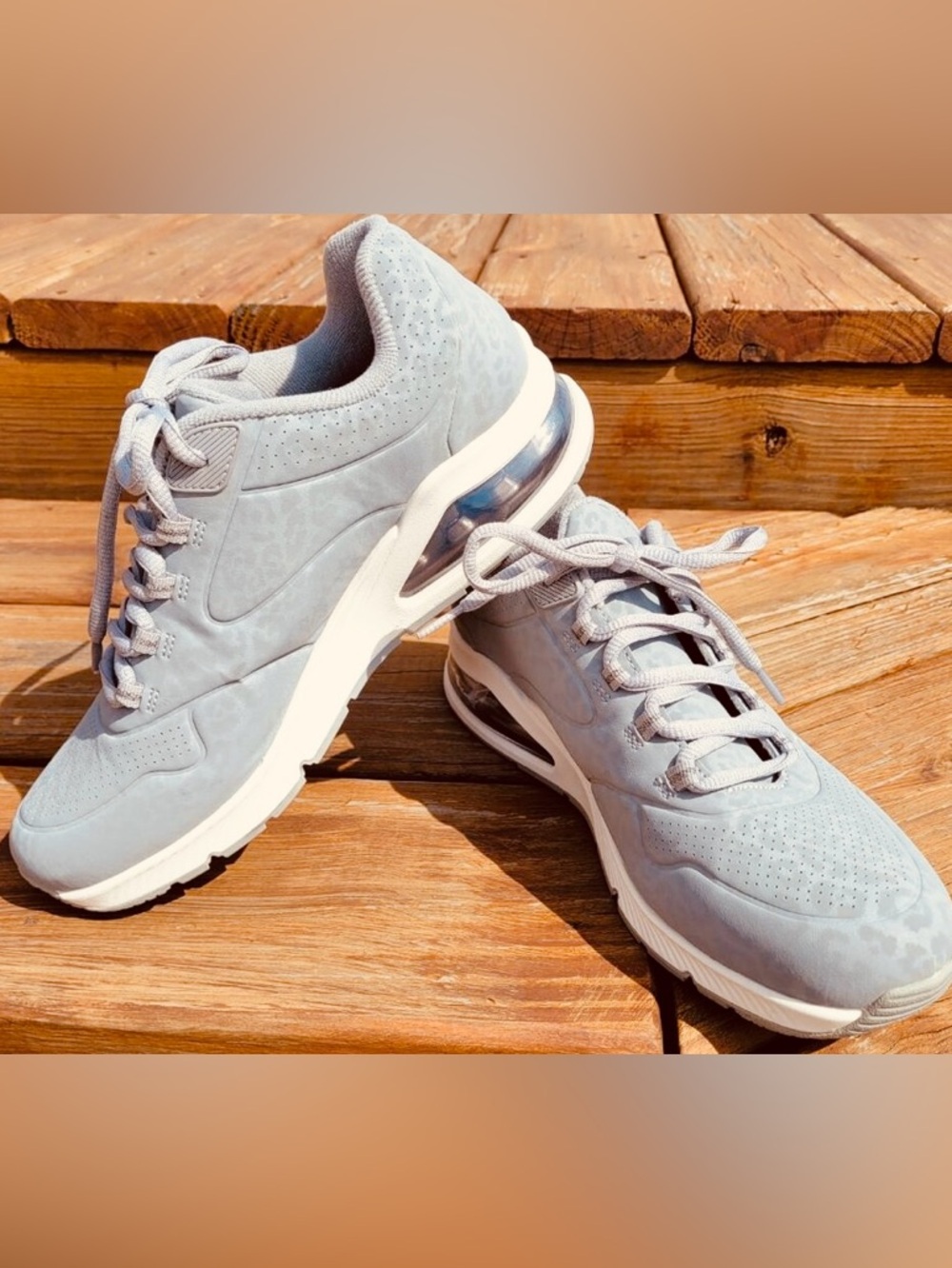 Skechers Women’s Gray Leopard Print Air Cushion Sneakers - Picture 3 of 11